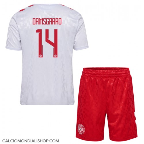 Maglie da calcio Danimarca Mikkel Damsgaard #14 Seconda Maglia Bambino Europei 2024 Manica Corta (+ Pantaloni corti)